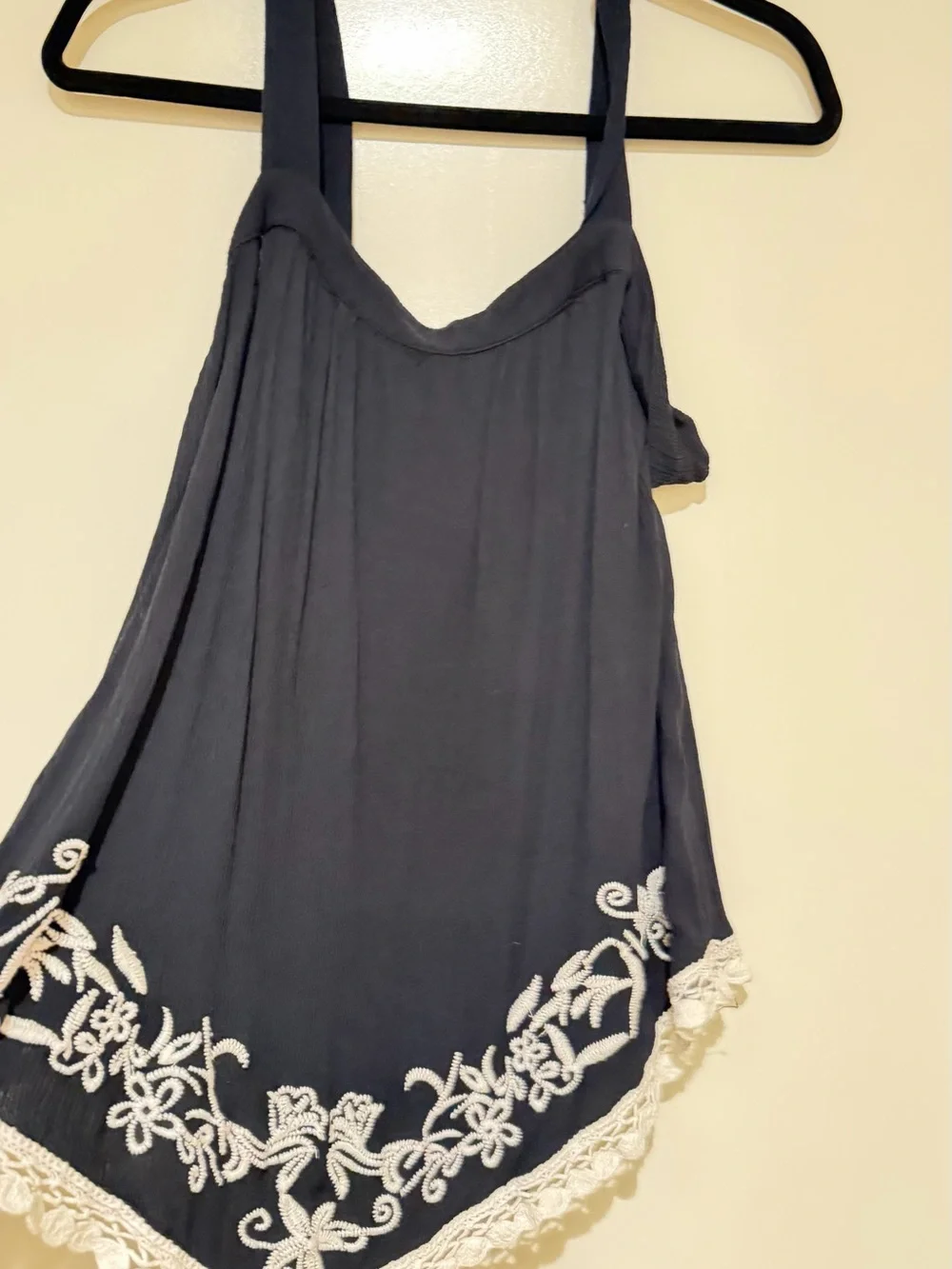 Maurices Black Sleep Tank with White Lace Trim